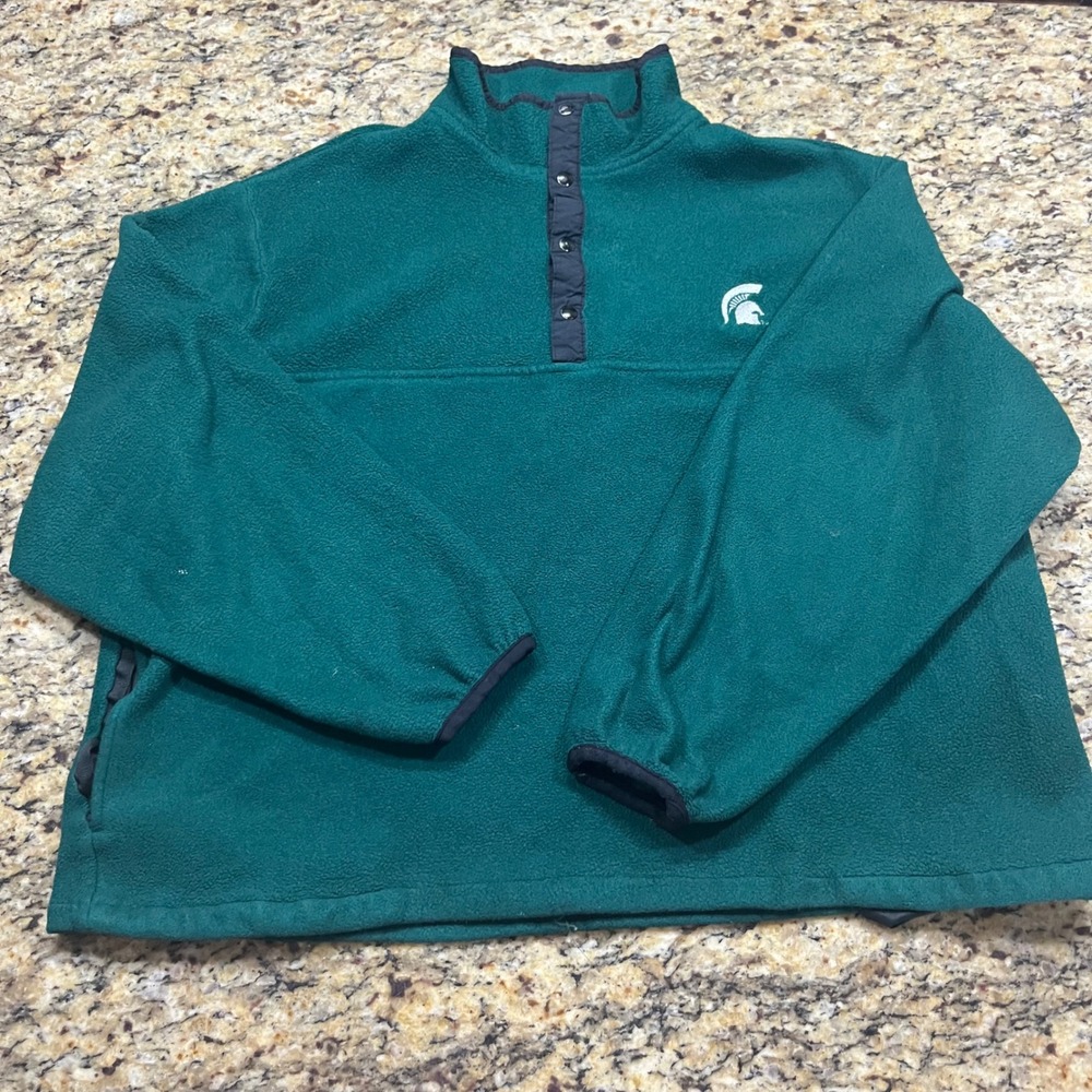 Vintage Sportsmaster Michigan State Spartans Fleece Pullover Green Mens Large
